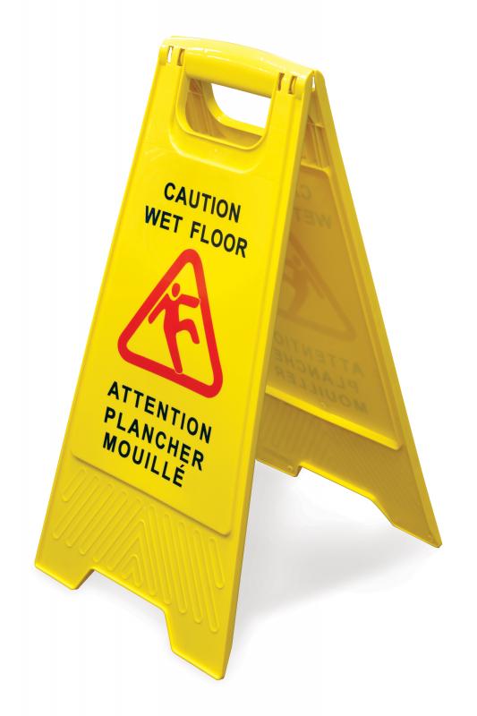 Yellow Plastic Wet Floor Caution Sign- English/French